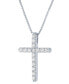 ფოტო #3 პროდუქტის Lab Grown Diamond Cross Pendant Necklace (1/2 ct. t.w.) in Sterling Silver, 16" + 2" extender