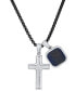 ფოტო #6 პროდუქტის Men's Silver-Tone Lords Prayer Cross & Square Pendant Necklace, 24"