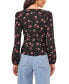 Фото #5 товара Women's Floral V-Neck Button Front Long-Sleeve Blouse