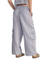 ფოტო #2 პროდუქტის Women's Drawstring Linen-Blend Cargo Pants