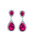 ფოტო #18 პროდუქტის Bridal Cubic Zirconia CZ Halo Dangle Teardrop Chandelier Clip On Earrings Silver Rose Gold Plated in Black Purple Blue Red Rose Pink Green Clear