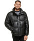 Фото #8 товара Men's Faux Leather Classic Puffer Jacket