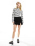 Фото #3 товара Morgan ribbed long sleeve top in black and white stripe