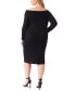 Фото #2 товара Trendy Plus Size Aaryn Rib-Knit Off-The-Shoulder Dress