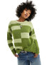 ASOS DESIGN crew neck jacquard patten jumper in green