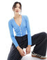 JDY long sleeve v-neck cardigan in blue Голубой, S - EU 36 - фото #1