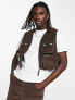ASOS DESIGN co-ord cropped gilet in brown corduroy with cargo detail