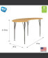 Curved Table, Adjustable Height Legs, Table Top Height Range 21" to 30", Ready-To-Assemble, Multipurpose Kids Table