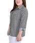 Фото #3 товара Plus Size 3/4 Sleeve Roll Tab Notch Collar Blouse