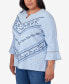 ფოტო #2 პროდუქტის Plus Size Scottsdale Floral Chevron Beaded Split Neck Top