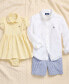 ფოტო #3 პროდუქტის Baby Girls Striped Knit Oxford Shirtdress