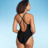 Фото #2 товара Women's Plunge Hardware Trim Cheeky One Piece Swimsuit - Shade & Shore Black XS