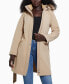 Фото #7 товара Women's Faux-Fur-Trim Hooded Belted Raincoat