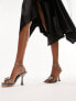 Topshop Casey embellished two part heeled sandal in pewter