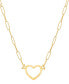 ფოტო #1 პროდუქტის Open Heart Paperclip Link 18" Pendant Necklace in 14k Gold-Plated Sterling Silver