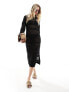 Vero Moda long sleeved crochet midi dress in black M - фото #7