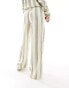 JDY wide leg linen mix trouser co-ord in sage and white stripe