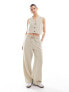 Фото #1 товара Miss Selfridge button through waistcoat in beige pinstripe co ord