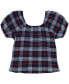 ფოტო #2 პროდუქტის Big Girls Seersucker Plaid Puff Sleeve Top