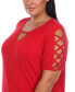 Фото #2 товара Plus Size Keyhole Neck Cutout Short Sleeve Top