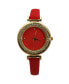 Фото #1 товара Soft Leather Solid Colors and Rhinestones Women Watch