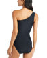 Women's Solid One-Shoulder One-Piece Swimsuit With Mesh Cut-Outs