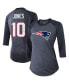 Фото #2 товара Women's Threads Mac Jones Navy New England Patriots Player Name and Number Raglan Tri-Blend 3/4-Sleeve T-shirt