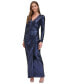 Фото #2 товара Women's Long-Sleeve Side-Ruched Sequin Gown
