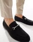 ASOS DESIGN loafers in black faux suede with snaffle detail US 7 Wide Fit - фото #4