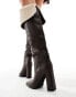 Simmi London Jacob Foldover Fleece Knee boot in Chocolate