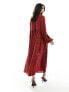 Фото #8 товара ASOS DESIGN Petite fluffy chuck on midi dress in oxblood