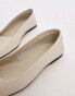 Фото #3 товара Topshop Blakely premium leather square toe ballet flats in off white