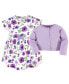 ფოტო #2 პროდუქტის Baby Girls Baby Organic Cotton Dress and Cardigan 2pc Set, Purple Garden