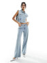 Фото #2 товара ONLY Cobain wide leg rhinestone detail jeans co-ord in light blue