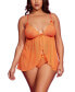Фото #1 товара Plus Size Laced Flyaway Babydoll and Panty 2 Pc Lingerie Set