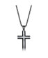 ფოტო #1 პროდუქტის Men's Stainless Steel Black & Silver Polished Cross Necklace