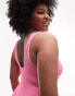 Topshop Curve scoop back crinkle swimsuit in pink PINK CRINKLE, 46 - фото #4