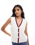 ASOS DESIGN cable waistcoat with tipping detail in cream