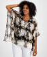 Women's Lace-Up V-Neck Asymmetic-Hem Poncho Top, Created for Macy's