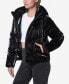 ფოტო #3 პროდუქტის Women's Luxe Sheen Puffer Hooded Jacket