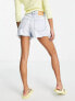 Stradivarius Petite ripped mom short in light wash blue