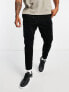 Only & Sons elasticated waist tapered cropped cord trousers in black