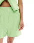 ASOS DESIGN pleated shorts with linen in lime green