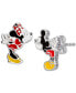 ფოტო #1 პროდუქტის Children's Mickey & Minnie Mouse Mismatched Stud Earrings in Sterling Silver and Enamel
