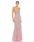 Фото #1 товара Women's Embellished Plunge Neck Sleeveless Trumpet Gown