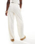 Vero Moda wide leg tie waist trousers with textured applique in cream Бежевый, XS - EU 34 - фото #3