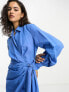 & Other Stories linen wrap midi dress in blue
