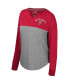 ფოტო #2 პროდუქტის Women's Heather Gray, Red Distressed Wisconsin Badgers Jelly of the Month Oversized Tri-Blend Long Sleeve T-shirt