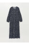 Фото #1 товара Платье женское LCW Grace с узором на воротнике и длинным рукавом