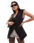 Фото #2 товара ASOS DESIGN longline exaggerated shoulder waistcoat in black